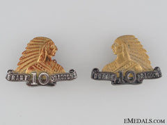 10Th Brant Dragoons Officer's Collar Tab Pair