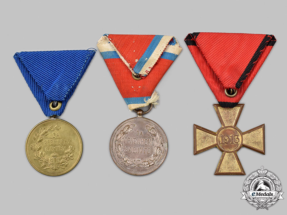 serbia,_kingdom._three_awards&_decorations_19_m21_mnc4812