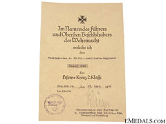 Award Documents To Wachmeister Im Ss-Pol.artillerie R.