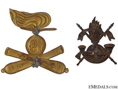 Two Italian Hat Badges