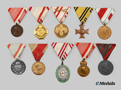Austria, Empire. A Lot of Ten Imperial Medals, Awards, and Decorations, c. 1918