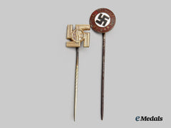 Germany, Third Reich. A Pair of Stick Pins for SS and NSDAP Service