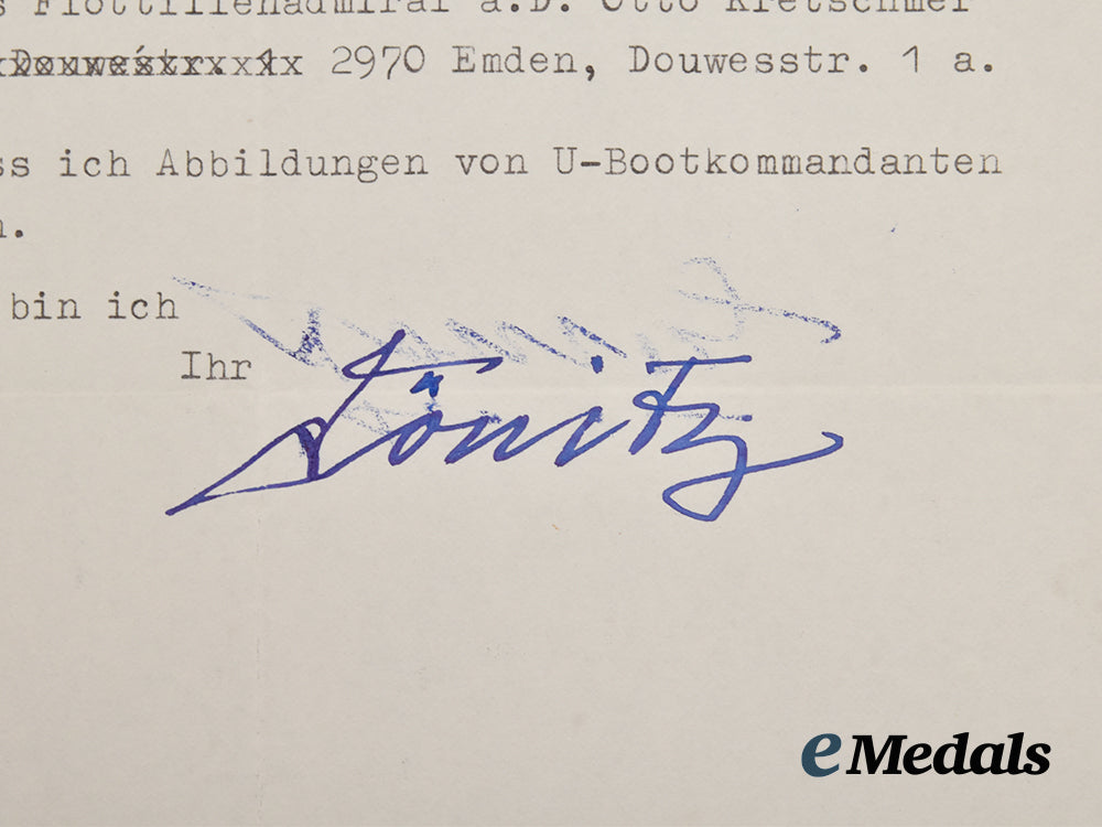 germany,_kriegsmarine._a_post-_war_signed_photo_of_großadmiral_karl_dönitz,_with_letter_to_roger_j._bender___m_n_c0084