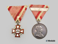 Austria, Imperial. A Military Merit Cross, III Class and Bravery Medal