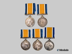 United Kingdom. A Lot of Five British War Medals