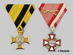 Austria, Imperial. A Military Merit Cross, III Class and Long Service Decoration, III Class for Officers