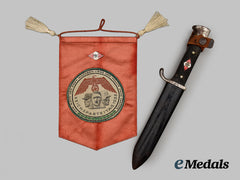 Germany, HJ. A Member’s Knife, by Lauterjung & Sohn, with 1935 Nuremberg Rally Table Flag