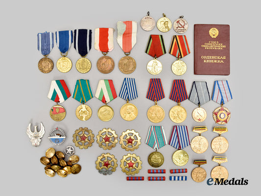 bulgaria,_poland,_romania,_soviet_union,_yugoslavia._lot_of_twenty-_four_eastern_european_socialist_medals,_plus_twenty-_nine_assorted_badges,_buttons_and_ribbon_bars___m_n_c1180