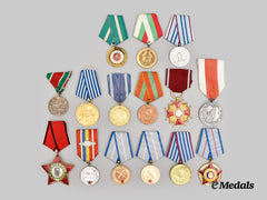 Bulgaria, Poland, Romania, Soviet Union, Yugoslavia. Lot of Fifteen Socialist Medals