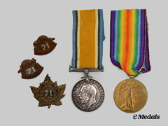 Canada, CEF. A First War Group to Pte. F. Gardner, 71st Battalion, WIA at the Somme