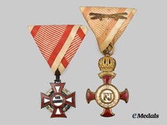 Austria, Imperial. A Military Merit Cross, III Class and an 1849 Merit Cross, I Class Cross