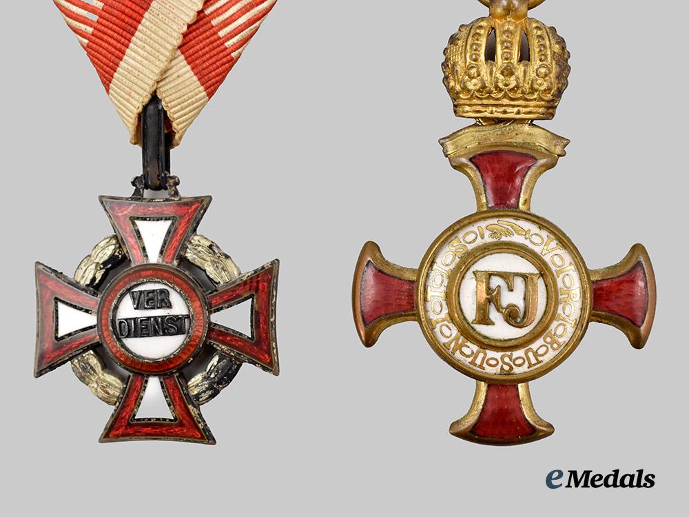 austria,_imperial._a_military_merit_cross,_i_i_i_class_and_an1849_merit_cross,_i_class_cross___m_n_c1413