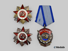 Russia, Soviet Union. An Order of the Red Banner of Labour and Two Orders of the Patriotic War