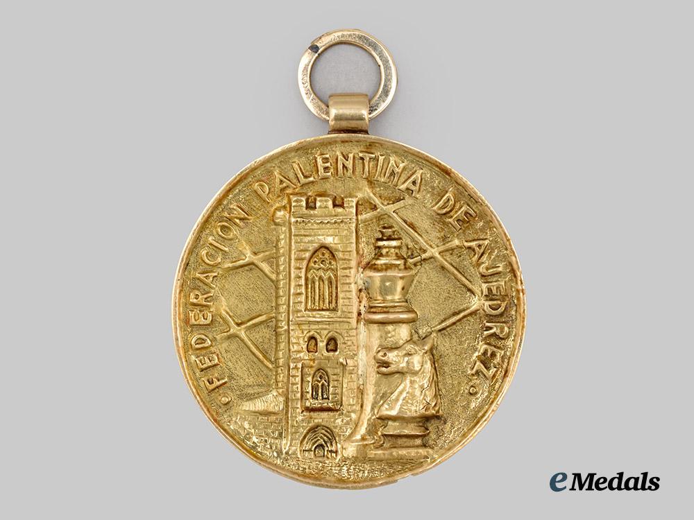 spain,_republic._a_palencia_chess_federation_medal_in_gold_to_president_d._felix_heras_fernandez,1962___m_n_c1822
