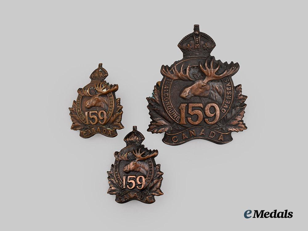 canada,_c_e_f._a_set_of159th_infantry_battalion(1st_algonquin)_cap_and_collar_badges___m_n_c2325
