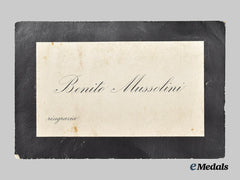 Italy, Fascist State. A Benito Mussolini Thank You Card