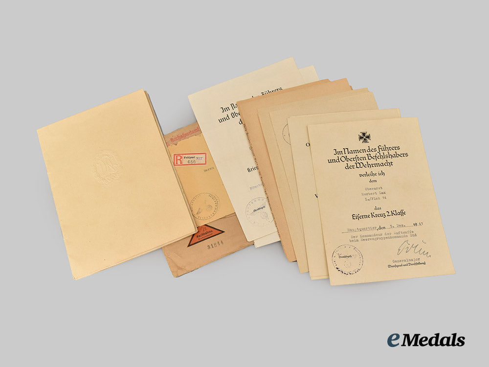 germany,_luftwaffe._a_lot_of_award_documents_to_herbert_lax,_flak_regiment_physician___m_n_c2821