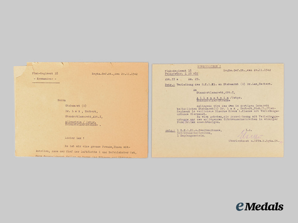 germany,_luftwaffe._a_lot_of_award_documents_to_herbert_lax,_flak_regiment_physician___m_n_c2844