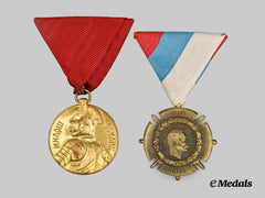 Serbia, Kingdom. A Lot of Two Medals and Decorations (Commemorative Medal/Medal for Bravery)