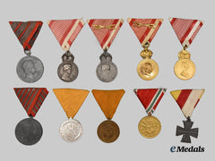 Austria, Imperial. A Lot of Nine Austrian Medals and One Bulgarian Medal
