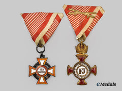 Austria, Imperial. A Military Merit Cross, III Class and Merit Cross 1849, I Class with Crown