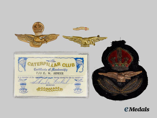 canada,_dominion._the_caterpillar_club_pin_and_membership_card_of_flight_officer_earl_william_armour,103_squadron-_lancaster_m_e848,_p_o_w___m_n_c4300