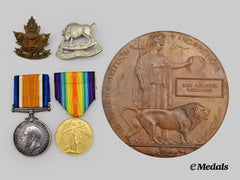 Canada, CEF. A First War Memorial Group to Pte. J.A. Woodhouse, 27th Battalion, KIA at the Battle of Flers-Courcelette, 1916