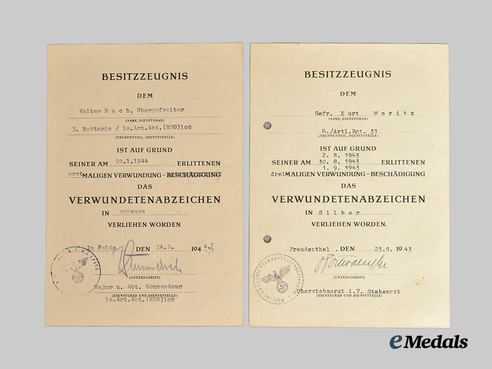 germany,_third_reich._a_lot_of_four_wound_badge_award_documents_and_death_announcement_certificates___m_n_c5647