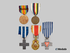 International. A Lot of Five Medals & Awards (Polish POW, Italian Merit, Thailand, USA Victory)