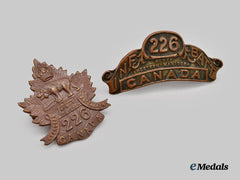 Canada, CEF. A 226th Infantry “Men of the North” Cap Badge and Collar Tab