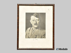 Germany, Third Reich. A Framed Portrait of AH, with Facsimile Autograph