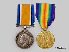 Canada, CEF. A First War Medal Pair to Lieutenant Corporal A.B.E. Rowe, Canadian Machine Gun Corps