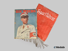 Germany, Third Reich. A Funeral Sash from Reichssportführer von Tschammer und Osten, with Die Woche Cover