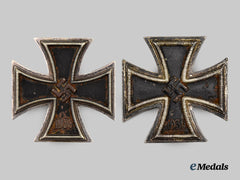 Germany, Wehrmacht. A Pair of 1939 Iron Crosses I Class, Maker Marked Examples