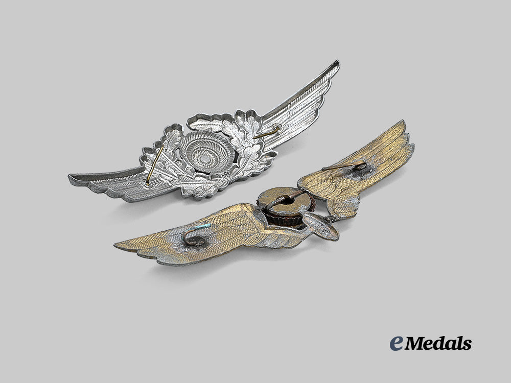 germany,_third_reich._a_pair_of_visor_cap_cockades,_luftwaffe_and_reichsbahn_issue_e_medals__g62663_4
