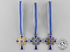 Three German Mother's Crosses; Gold, Silver & Bronze
