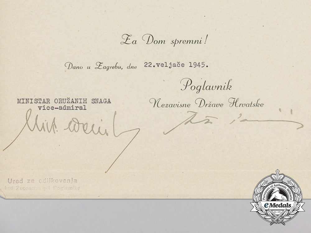 a_croatian_preliminary_award_to_heer_leutnant_with_signature_of_ante_pavelić_a_1777