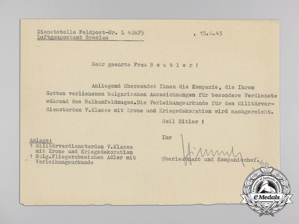 a_grouping_to_oberleutnant_emil_beutler_with_documents&_bulgarian_eagle_badge_a_1992