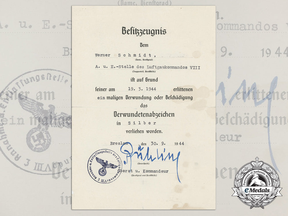 a_luftwaffe_issued_silver_wound_badge_award_document;_breslau,30.9.1944_a_2746