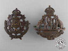 Two First War French Canadian Battalion Cap Badges
