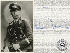 A Signed Knight's Cross Recipient's Photograph; Oberleutnant Wilhelm Joswig,