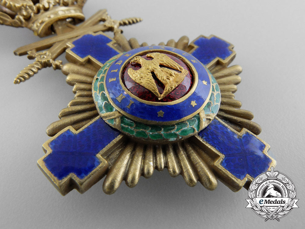 an_order_of_the_star_of_romania,_knight_with_crossed_swords;_type_i(1877-1932)_a_7243