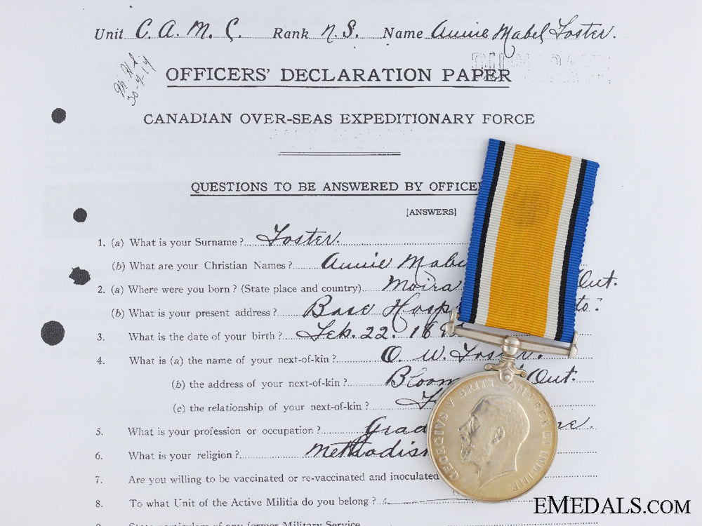 a_british_war_medal1914-18_to_nursing_sister_foster;_c.a.m.c._a_british_war_me_537bc15bba751