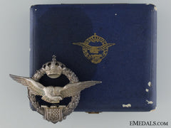A Cased Royal Yugoslav Pilot's Badge By Kovnica Sorlini, Varaždin