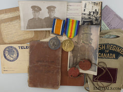 A First War Medal Pair & Photos To The 58Th Canadian Infantry