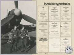 A Luftwaffe Document Group To Stuka Pilot & Dkg Recipient