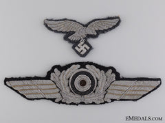 A Luftwaffe Officer Visor Wreath With Cockade And Breast Eagle