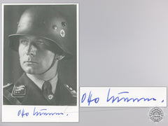 A Post War Signed Photograph Of Knight's Cross Recipient; Otto Kumm