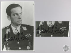 A Post War Signed Photograph Of Knight's Cross Recipient; Helmut Mahlke