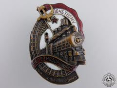 A Soviet Honoured Railway Employee Badge; Bronze Grade